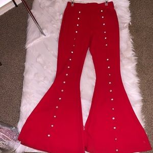 Red Bell Bottom Pants